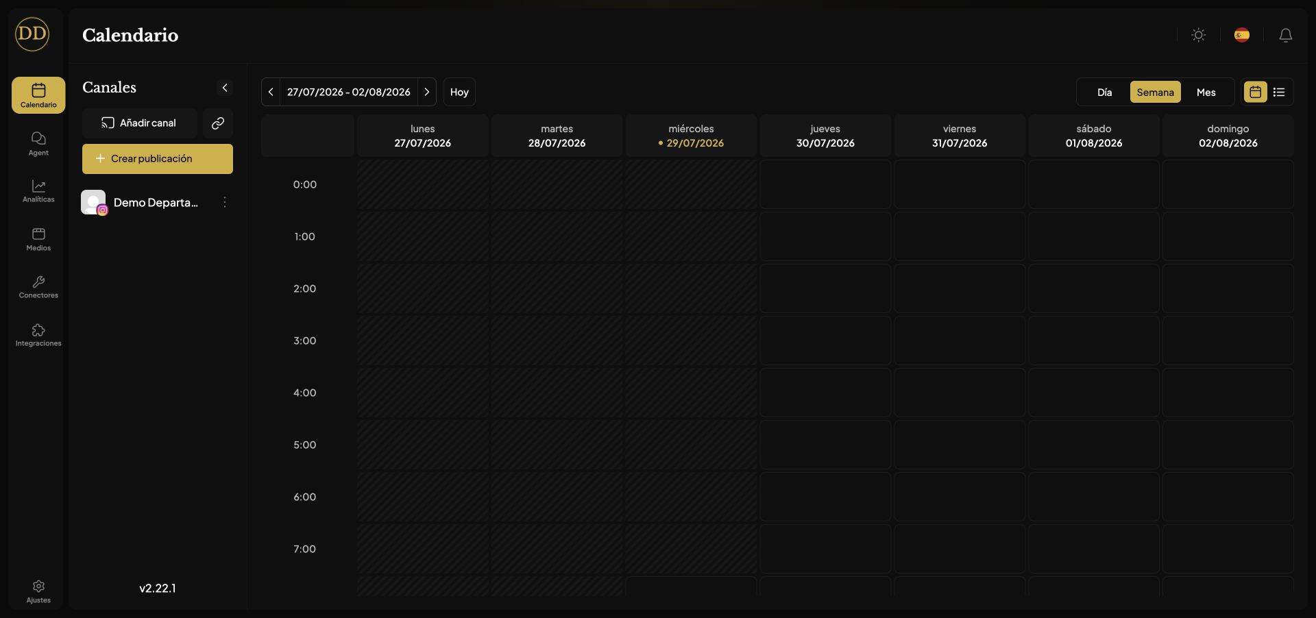 Calendario semanal de contenido de Posteo Disruptivo